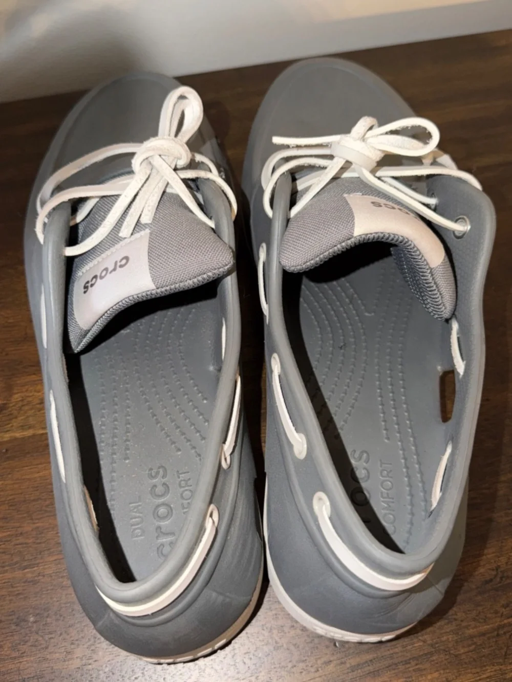 Sperry Crocs Gray/White Boat Shoes Lace-Up Round Toe Men's US 12
